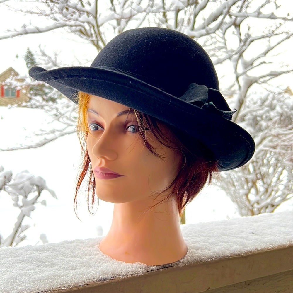 Geo W Bollman & Co Vintage Retro Black Wool Felt Hat